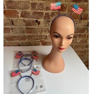 Needzo American Flag Bopper (4) Headbands Red White and Blue USA 4th of July